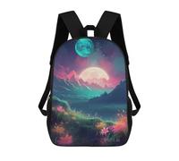 sinyumoney Fantasy Moonlit Landscape -1 3D Printed Children's School Backpack for Kids High Capacity Travel Rucksacks Book Bags Kids School Bag Back Pack 17inch