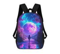 sinyumoney Fantasy Moonlit Pathway School Backpack 3D Printed Children's 17inch Backpacks Bag Bookbag for Kids Boy Girl Book Bags Kids School Bag Travel Rucksacks