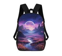 sinyumoney Fantasy Moonlit Valley Backpacks 3D Printed 17inch Kids School Backpack Outdoor Casual Daypack Casual Travel Bags for Middle School Students
