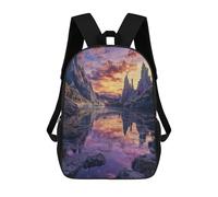 sinyumoney Fantasy Mountain Lake School Bag Backpack Teen Schoolbag 3D Printing Adjustable Schoolbag Fashion Pocket Bag for Kids Boys Girls Students And Teenagers Fans 17inch