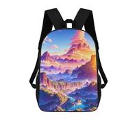 sinyumoney Fantasy Mountain Landscape Backpack Cartoon Plush Bag, 3D Backpack for Kids School Bag Birthday Gift Idea for Boys And Girls 17inch
