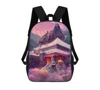 sinyumoney Fantasy Mountain Temple Kids School Backpack 3D Printed Fashion School Bag Casual School Bag for Boys Elementary And Middle School Students 17inch
