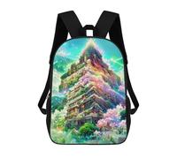 sinyumoney Fantasy Mountain Village 3D Printed Children's School Backpack for Kids High Capacity Travel Rucksacks Book Bags Kids School Bag Back Pack 17inch