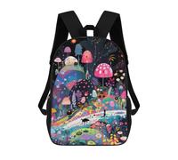 sinyumoney Fantasy Mushroom Forest Kids School Backpack 3D Printed Backpacks Fashion School Bag Rucksacks for Boys Elementary And Middle School Students 17inch
