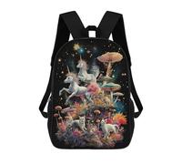 sinyumoney Fantasy Mushroom Forest with Unicorns Kids School Backpack 3D Printed Backpacks Fashion School Bag Rucksacks for Boys Elementary And Middle School Students 17inch