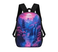 sinyumoney Fantasy Neon Landscape School Bag Bookbag 3D Printed Children's Backpacks for Kids Boy Girl Book Bags Kids School Bag Travel Rucksacks 17inch