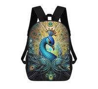sinyumoney Fantasy Peacock Artwork School Bag 3D Printed Children's School Backpack Casual Fashion Travel Backpacks for Kids School Students 17inch