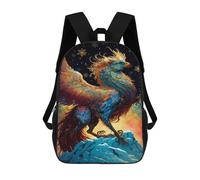 sinyumoney Fantasy Phoenix Art Print-3 School Backpack Secondary Causal Travel High School Bags for Camping Outdoor Adventures And Daily Travel 17inch
