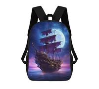 sinyumoney Fantasy Pirate Ship Backpack School Bag Water Resistant Computer Rucksack for Teenage Girls Boys Women Men 17inch