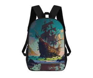 sinyumoney Fantasy Pirate Ship Flag Backpack School Bag Work Business College School for Men/Women 17inch