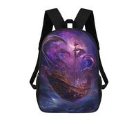 sinyumoney Fantasy Pirate Ship Space Backpacks Kids School Backpack School Bag 3D Printed School Bag for Boys Elementary And Middle School Students 17inch