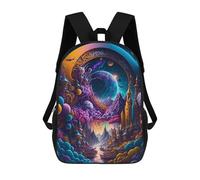 sinyumoney Fantasy Portal to Another World -4 3D Printed Children's School Backpack for Kids High Capacity Travel Rucksacks Book Bags Kids School Bag Back Pack 17inch
