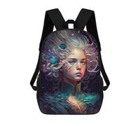 sinyumoney Fantasy Portrait with Feather Necklace Backpack School Large Water Resistant Laptop Backpack for Teenage Girls Boys Women Men 17inch