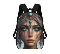 sinyumoney Fantasy Portrait with Jewels Backpacks 3D Printed 17inch Kids School Backpack Outdoor Casual Daypack Casual Travel Bags for Middle School Students