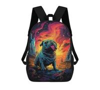 sinyumoney Fantasy Pug in Space School Backpack Water Resistant Travel Backpack Computer Bag for Men, Women & Teenage Boys 17inch