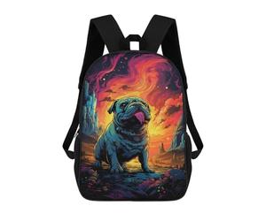 sinyumoney Fantasy Pug in Space School Backpack Water Resistant Travel Backpack Computer Bag for Men, Women & Teenage Boys 17inch