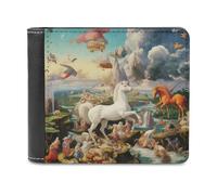 sinyumoney Fantasy Puzzle Unicorns and Mythical Creatures 3D Print Men's Wallet Slots ID Window RFID Blocking Stylish Slots Note Section Leather Wallet 11.7cm*9.5cm