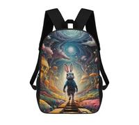 sinyumoney Fantasy Rabbit Journey School Bag 3D Printed Children's School Backpack Casual Fashion Travel Backpacks for Kids School Students 17inch