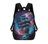 sinyumoney Fantasy Sailing Adventure 17 Inch Backpacks Kids Schoolbag,3D Printed Elementary And Middle School Students Backpacks for Boys Girls
