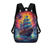 sinyumoney Fantasy Sailing Ship -11 Backpack Schoolbags for Boys Girls Casual Sport Daypack Elementary Primary Large Capacity Bookbags 17inch