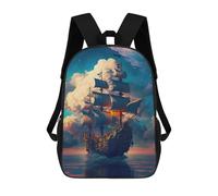 sinyumoney Fantasy Sailing Ship -5 Backpack School Secondary Causal Travel High School Bags for Men/Women 17inch