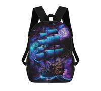 sinyumoney Fantasy Sailing Ship Art Print -2 Backpack School Computer Rucksack for School/Work/Travel- Perfect for Travel, Work And Daily Use 17inch