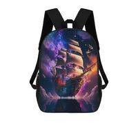 sinyumoney Fantasy Sailing Ship in Starry Sky 3D Printed Children's School Backpack for Kids High Capacity Travel Rucksacks Book Bags Kids School Bag Back Pack 17inch