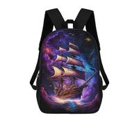 sinyumoney Fantasy Sailing Ship in Starry Sky Rucksacks 3D Printed Children 17inch Backpacks Fashion Casual Daypack Travel Bags Outdoor Casual Daypack for Boy And Girl