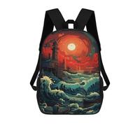 sinyumoney Fantasy Sea Sunset Children's Backpacks 17inch School Backpack 3D Printed Bag Bookbag for Kids Travel Rucksacks Boy Girl Book Bags Kids School Bag