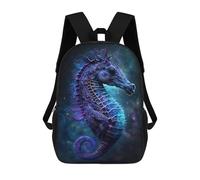 sinyumoney Fantasy Seahorse Art Print Backpack School Bag Large School Backpack for Boys - Perfect for Travel, Work And Daily Use 17inch