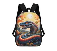 sinyumoney Fantasy Serpent Landscape School Bags Large Lightweight Casual Backpack for Camping Outdoor Adventures And Daily Travel 17inch