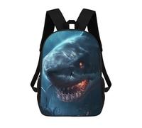 sinyumoney Fantasy Shark Scary Glow Backpack 3D Printed Kids School Backpack High Capacity Travel Backpacks Book Bags Kids Backpack 17inch