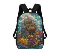 sinyumoney Fantasy Ship Amidst Colorful Clouds Kids School Backpack 3D Printed Backpacks Fashion School Bag Rucksacks for Boys Elementary And Middle School Students 17inch