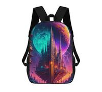 sinyumoney Fantasy Space Cityscape School Backpack Large Water Resistant Laptop Backpack for Men, Women & Teenage Boys 17inch