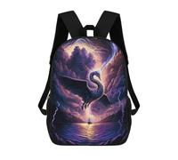 sinyumoney Fantasy Swan Storm Artwork 17 Inch Backpacks Kids Schoolbag,3D Printed Elementary And Middle School Students Backpacks for Boys Girls