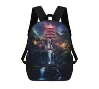 sinyumoney Fantasy Temple in Japan School Backpack Secondary Causal Travel High School Bags for Campus Outdoor Travel Sports 17inch