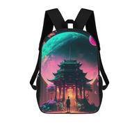 sinyumoney Fantasy Temple Under Planets Kids Backpack,School Backpack Kids School Bag 3D Printed Cartoon Large Capacity Backpack for Kids Boys And Girls 17inch