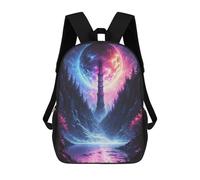 sinyumoney Fantasy Tower Landscape Children's Backpacks School 3D Printed Bag Bookbag for Kids Travel Rucksacks Boy Girl Book Bags Kids School Bag 17inch