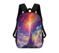 sinyumoney Fantasy Tower Skyward Backpacks 3D Printed Kids School Backpack School Bag Fashion Rucksacks for Boys Elementary And Middle School Students 17inch