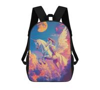 sinyumoney Fantasy Unicorn Ride in Clouds -1 Backpack School Bag Water Resistant School Bag Business Backpack for Boys/Girls/Teenagers 17inch