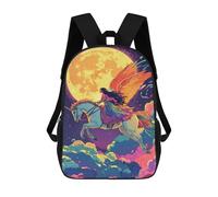sinyumoney Fantasy Unicorn Ride Moonlit Sky -1 3D Printed 17inch Kids School Backpack School Bag Fashion Rucksacks for Boys Elementary And Middle School Students