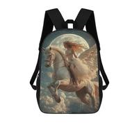 sinyumoney Fantasy Unicorn Ride Moonlit Sky -2 Backpack School Bag High Secondary School Bags Casual Backpack - Perfect for Travel, Work And Daily Use 17inch
