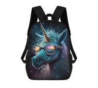 sinyumoney Fantasy Unicorn Sunglasses Art Print Backpack School Daypacks Business Backpack Water Resistant Bookbag for Boys/Girls/Teenagers 17inch