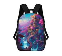 sinyumoney Fantasy Village 14 School Bags High Secondary School Bags Casual Backpack for Camping Outdoor Adventures And Daily Travel 17inch