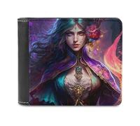sinyumoney Fantasy Warrior Maiden Artwork 3D Print Clutch Purse Slots ID Window RFID Blocking Leather Men's Wallet Youth Guys 11.7cm*9.5cm