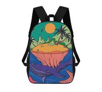 sinyumoney Fantasy Whale Island Children's Backpacks School Backpack 3D Printed Backpack for Kids Travel Rucksacks Book Bags Kids School Bag 17inch