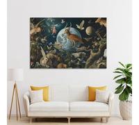 sinyumoney Fantasy Wildlife Moonlit Scene Art Work for Home Walls Wall Decor Ready to Hang for Bathroom Toilet Decor Large Canvas Wall Art for Living Room 20x30inch(50x75cm)