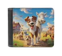 sinyumoney Farm Animal Friends-1 3D Print PU Leather Wallet Slots ID Window RFID Blocking Stylish Slots Note Section Purse Youth Guys 11.7cm*9.5cm