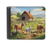 sinyumoney Farm Animal Gathering -2 3D Print Clutch Purse Slots ID Window RFID Blocking Leather Men's Wallet Youth Guys 11.7cm*9.5cm