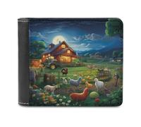 sinyumoney Farm Night Serenity 3D Print Men's Wallet Credit Card Slots Slots Note Section Modern Style Purse Craftsmanship Gifts 11.7cm*9.5cm